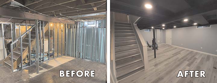 BEFORE AND AFTER BASEMENT SHOT